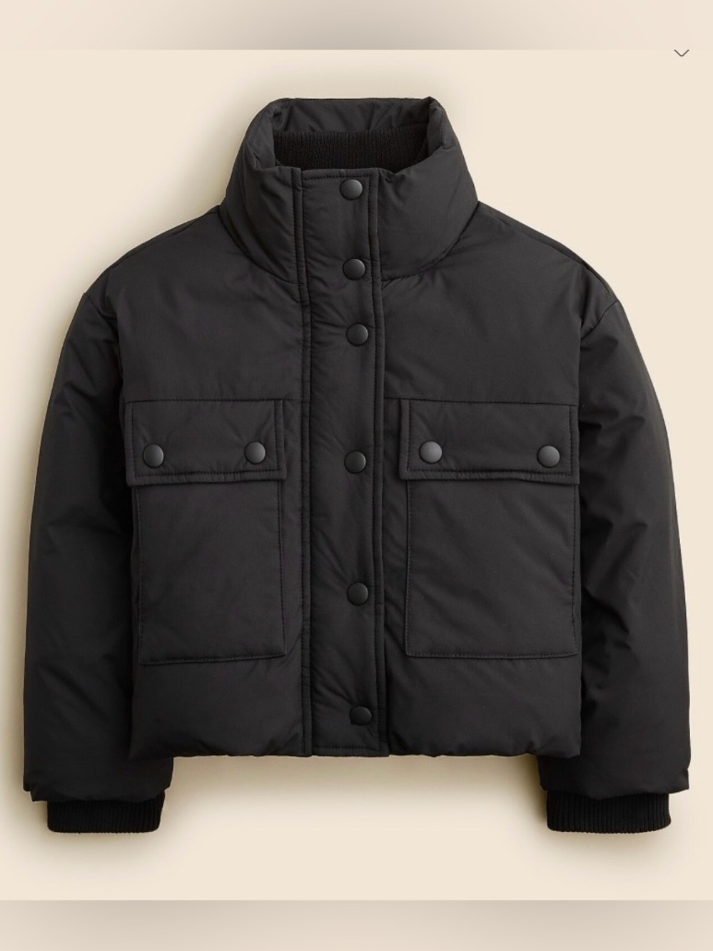 J.Crew Crewcuts Girls Cropped Puffer Jacket XS 4-5 Primaloft Fleece Lined NWOT